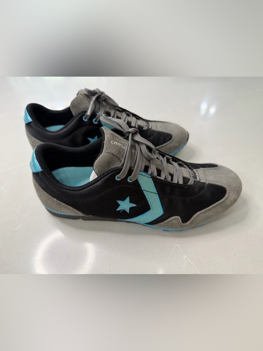 Converse Chuck Taylor All-Star Revival OX Black Turquoise Gray Suede Size 8.5